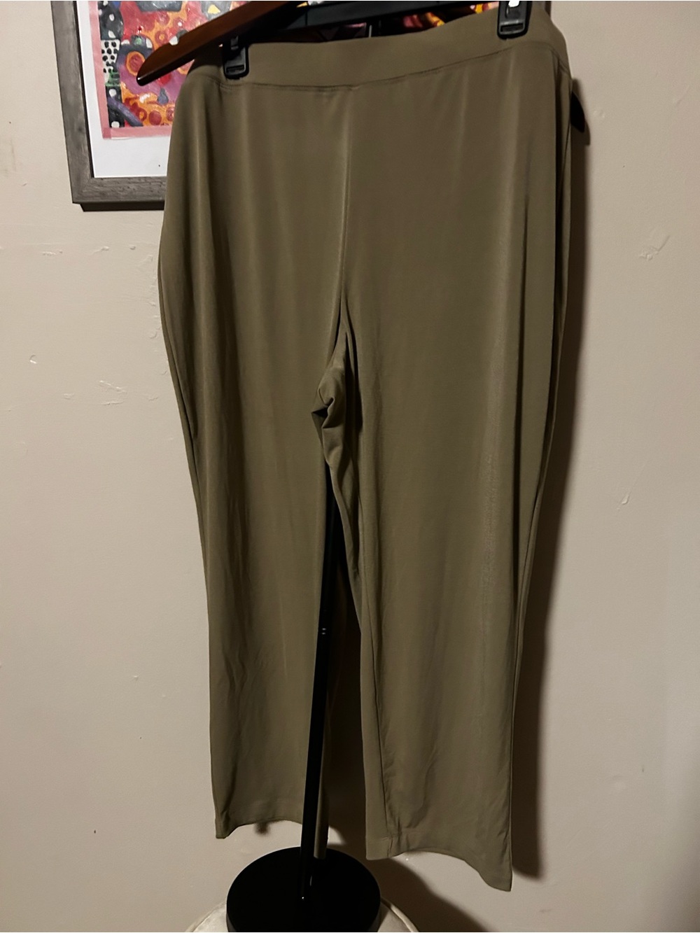 Susan Graver Taupe Wide-Leg Stretch Pants